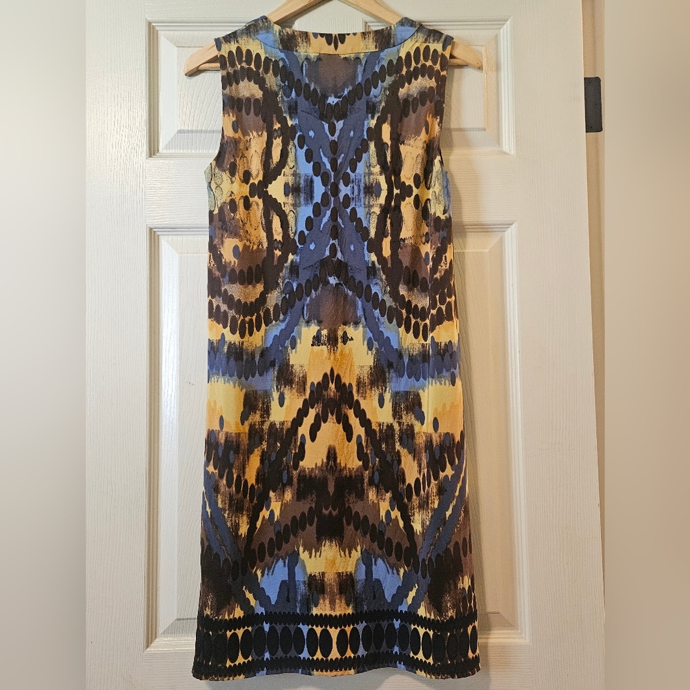 Halogen Abstract V-Neck Sheath Dress Size S